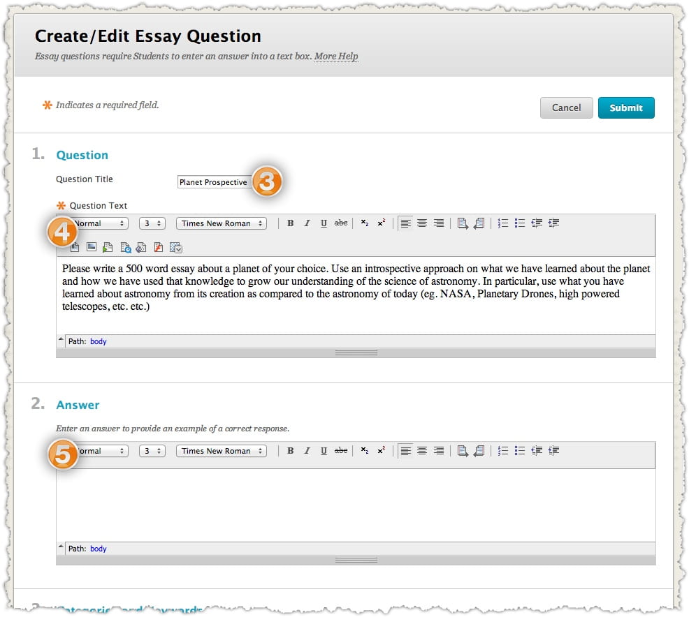 creating essay questions
